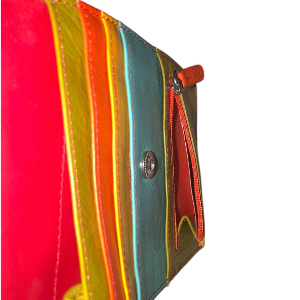 NWT Genuine Leather Mini Crossbody Organizer in citrus - Picture 12 of 16